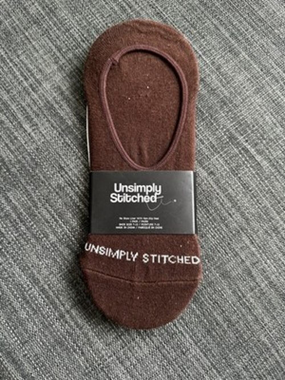 New Unsimply Stitched No Show Liner Sock with Non-Slip heel Brown Shoe Size 7-12